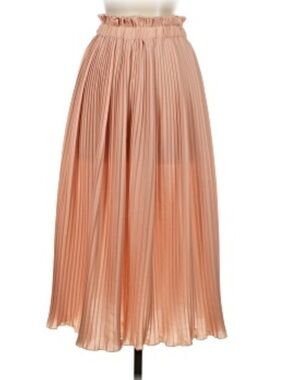 Hunter Dixon Accordion Pleated Midi Skirt in Blush Pink